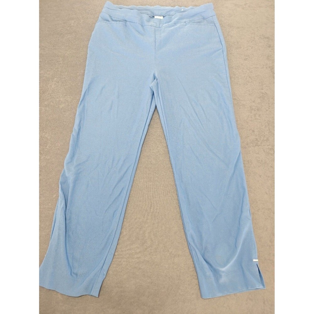 Chico’s Womens 2.5 US 14R Blue Pull On Pants Straight Leg Ankle Side Slit